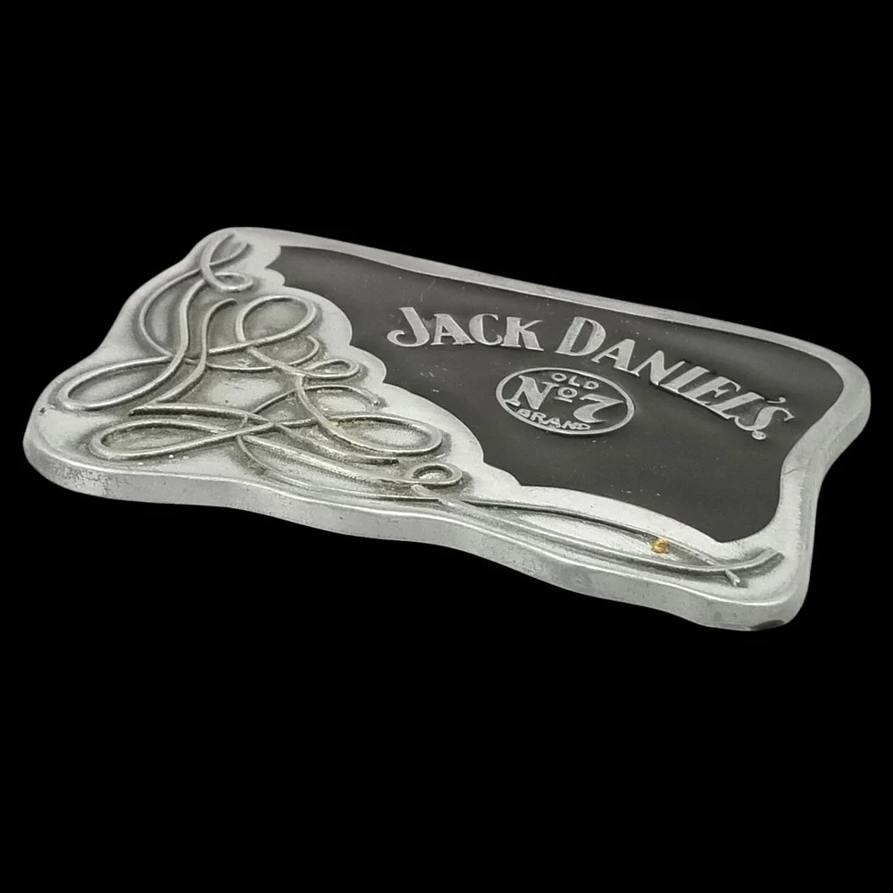 Jack Daniels Old‎ No 7 Brand Western Belt Buckle Metal Silver Black USA Made